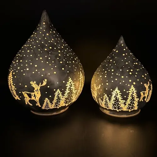 Frosty-Stil Glastropfen mit LED-Lichterkette und Timer in silber von Online Fuchs