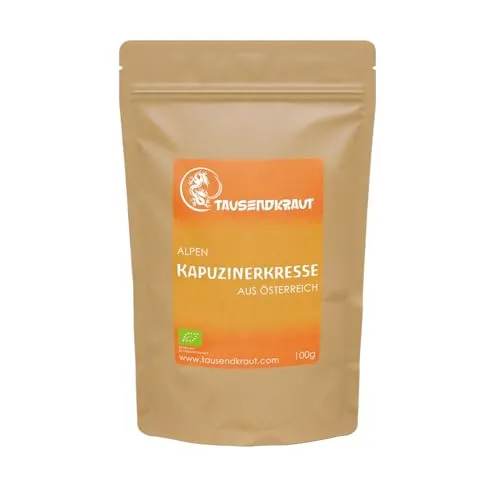 Kapuzinerkresse getrocknet BIO (100g) Alpen Kapuzinerkressekraut geschnitten aus Österreich – naturbelassen & aromatisch von Tausendkraut