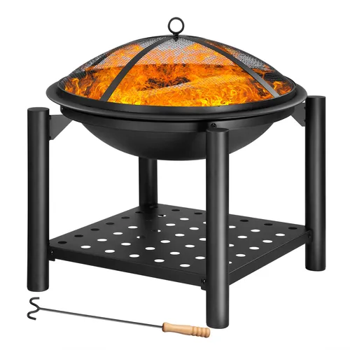 Gardebruk Feuerschale Ø55cm - Grill-Feuerschale mit Funkenschutz und Schürhaken, perfekt für gemütliche Abende im Garten. Inklusive PVC-Abdeckung und Feuerrost für sicheres Grillen.