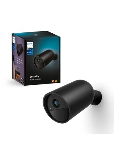 Philips Hue Secure Kamera kabellos schwarz (929003562602) - Überwachungskamera mit Nachtsicht, ideal für Innen- und Außenbereich, kabellos und kompatibel mit Philips Hue für ein smartes Zuhause.