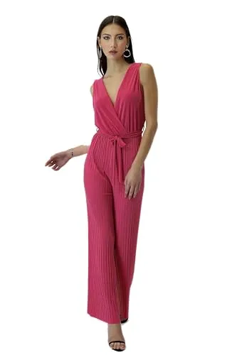 Elara Damen Jumpsuit 1165 Fuchsia in pink von Elara