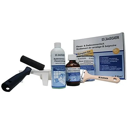 Fliesenlack und Badewannenlack 897 Komplettset für 6,8 qm REINWEISS - Fliesenlack und Badewannenlack Komplettset für 6,8 qm, 2-Komponenten-System für hochglänzende und extrem haltbare Oberflächen, ideal für Fliesen und Badewannen.