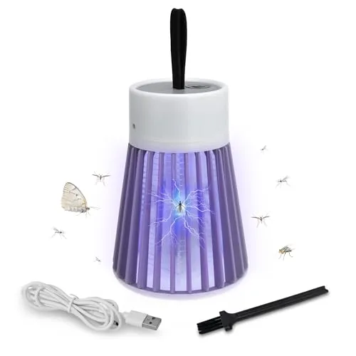 Elektrische UV Insekten Tischlampe USB wiederaufladbar - 12 x 8 cm - Insektenvernichter zum Hängen mit LED Beleuchtung Akku betrieben - Mückenschutz Mückenabwehr UV-Lampe gegen Mücken Motten Fliegen