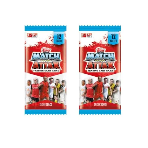 Topps Match Attax Bundesliga 2024/2025 – 2 Booster (je 12 Karten) – Sammelkarten für Fans & Sammler + Heartforcards® Versandschutz