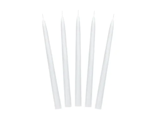 Świeca stożkowa matowa, biały, 24cm  1 op. / 10 szt. PARTYDECO 5901157453662