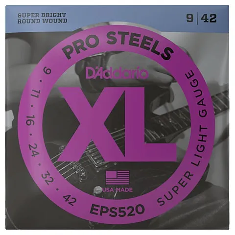 D Addario EPS520 XL - Super Light E-Gitarren-Saiten, Saitenstärke 009-042 für brillanten Klang und einfache Spielbarkeit