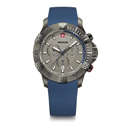 WENGER Herren Armbanduhr Seaforce Chronograph, Swiss Made - Armbanduhren für Herren, wasserdicht bis 200 m, ideal für Sport und Abenteuer mit robustem saphirbeschichtetem Glas und präzisem Schweizer Uhrwerk.
