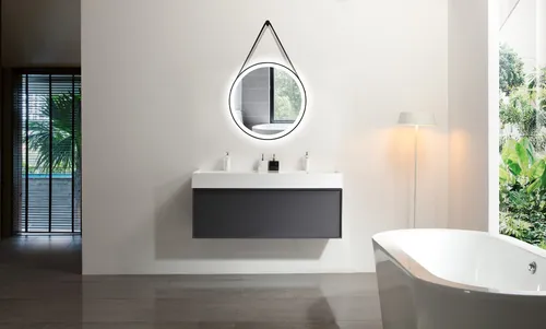 Talos Badspiegel mit LED-Beleuchtung Ø 55 cm in gold von Talos