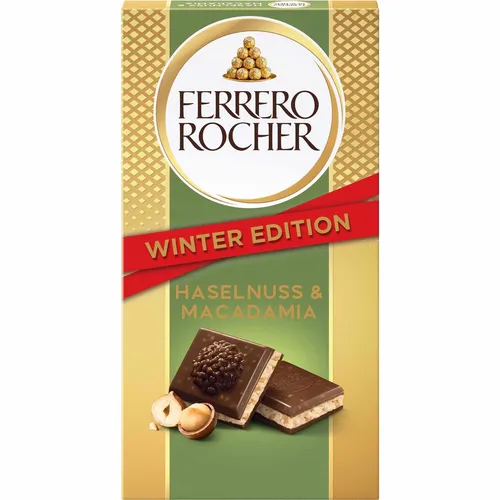 Ferrero Rocher Winter Edition Haselnuss & Macadamia 90g Tafel