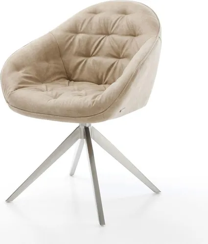DELIFE Drehstuhl Gaio-Flex Mikrofaser Beige Vintage mit Wippfunktion