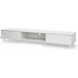 Tv-möbel, Tv-schrank, Tv-bank, Tv-halterung Für Bildschirme Bis Zu 65 Zoll, 3 Regale, Kabelauslass, Verstellbare Füße, Modern, Schlafzimmer, Wohnzimmer -tv Cabinet Bab-180a - Eiche Weiß - Iris Ohyama