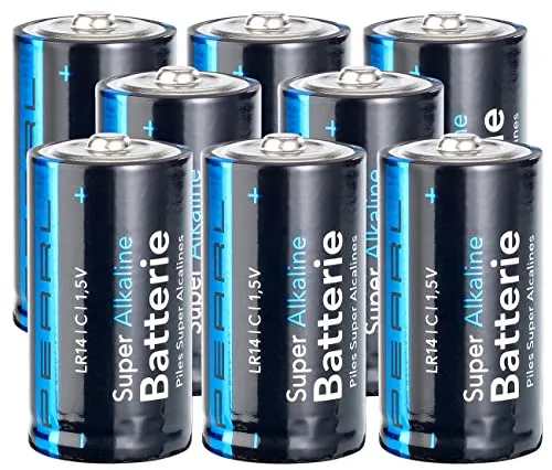 PEARL Batterie LR14: 8er-Set Super Alkaline Batterien Baby Typ C, 1,5 Volt (Babyzelle Typ C, Baby Batterien LR14, Fernbedienungen)