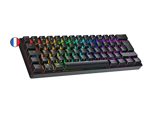 Ranked S60 Supernova Mechanische 60 Prozent Tastatur | Hotswap Gaming Keyboard | 62 Tasten mit RGB Beleuchtung | PC/Mac Gamer | AZERTY Französisches (Schwarz, Gateron Optical Red)