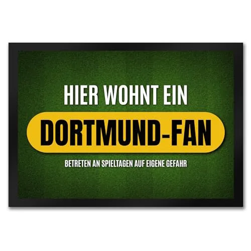 trendaffe - Hier wohnt EIN Dortmund-Fan Fußmatte mit Rasen Motiv Fußball Dortmund Tor Verein