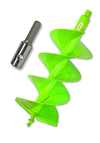 WERHE Profi Bohrer für Erdbohrer 300 mm Pfahlbohrer Brunnenbohrer präzise Bohrspitze Doppelspiral Hartmetall eco Farbe mit Hex Adapter