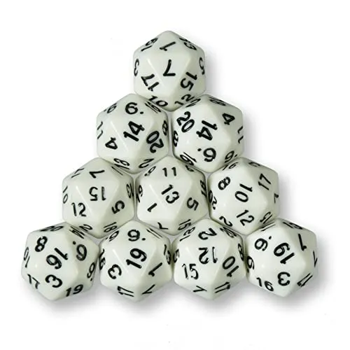 10x polyedrische W20 Würfel für Rollen- und Tabletopspiele (beige)