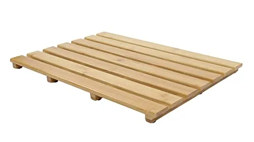 Spetebo Bambus Badematte - 53 x 35 cm - rutschfestes Baderost aus Massivholz - Dusche Bad Sauna Spa Pool Rost Vorleger Matte aus FCS Holz
