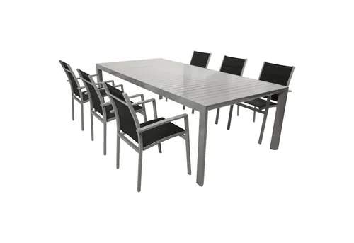 Gartengarnitur BAGO XL 7-teilig, anthrazit - Loungemöbel & Sitzgruppen, wetterfest und ideal für bis zu 6 Personen, perfekt für entspannte Stunden im Garten.