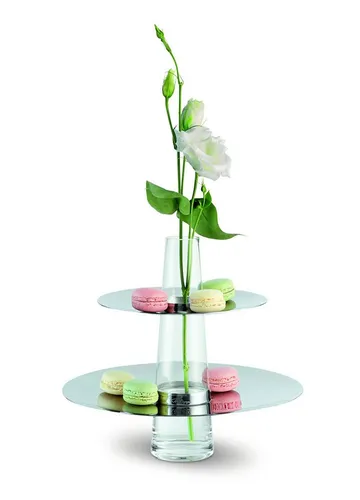 PHILIPPI Dekoetagere FONTAINE – Etagere mit Vase - Dekoschalen für festliche Anlässe, mit polierter Edelstahloberfläche und 27 cm Durchmesser, ideal als Geschenk oder stilvolles Wohnaccessoire.