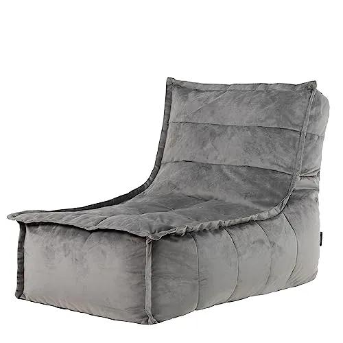 icon Sitzsack-Liege Bean Bag Dolce XXL, Grau - Klassische Sitzsäcke, eleganter Samt-Sitzsack für maximalen Komfort und stilvolles Ambiente, ideal zum Entspannen oder Lesen.