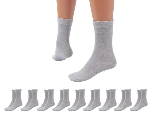 Betz 10 Paar Socken Damen und Herren – Baumwolle mit Komfortbund ohne drückende Naht – Classic – Größen 35 – 38 Farbe Grau