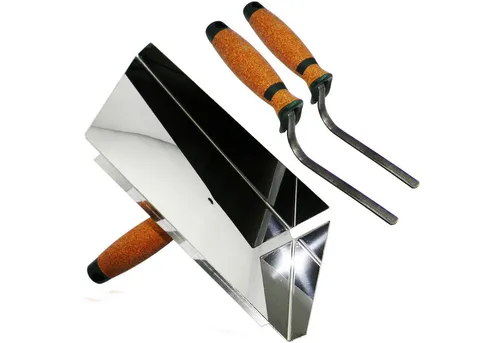 ConToo Fugenspachtel Set mit Edelstahl Fugblech und Fugenkelle - Spachtel Set mit Fugblech 245x155mm und Fugenkelle, ideal für präzises Verfugen im Innen- und Außenbereich, ergonomischer Korkgriff für optimalen Komfort und Kontrolle.