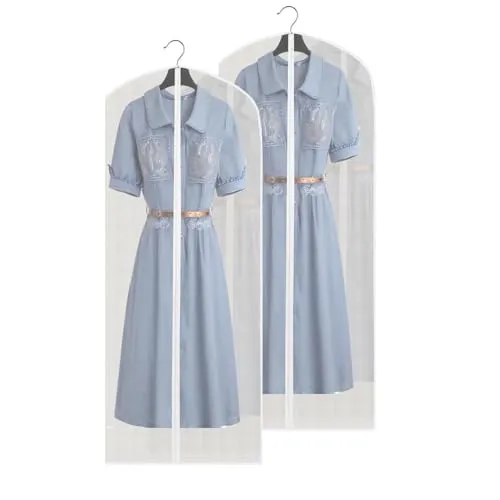Kleidersack Anzug Schutzhülle Kleidersäcke Transparent Kleiderschutzhülle Kleiderhüllen Kleiderhülle Garment Bag Kleiderschutz mit Reißverschluss für Anzug Hemd Kleider Mantel 60 x 120 cm 2 Stück