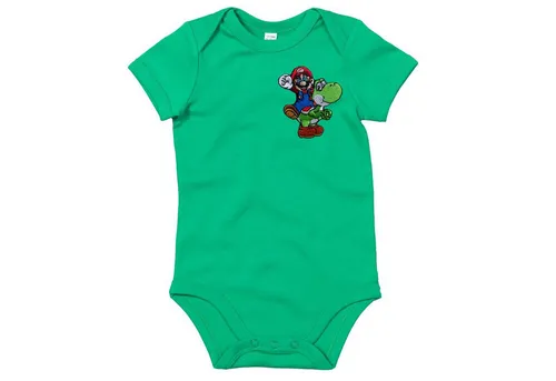 Blondie & Brownie Strampler Mario Luigi Toad Super Wario Yoshi Peach Patch Baby Body (Einzelartikel) Super Mario & Yoshi Retro Stick-Design