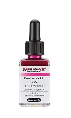Schmincke - AERO COLOR® Professional, BASIS Magenta, 28 ml, 28 304 023, feinst-flüssige, farbstarke Acrylfarbe für Acrylmalerei, Airbrush, Mixed Media