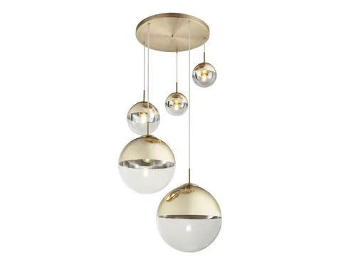 GLOBO LIGHTING LED Pendelleuchte, LED wechselbar, warmweiß, ausgefallene Galerie-leuchte Glas-kugel mehrflammig Treppenhaus, Ø65cm