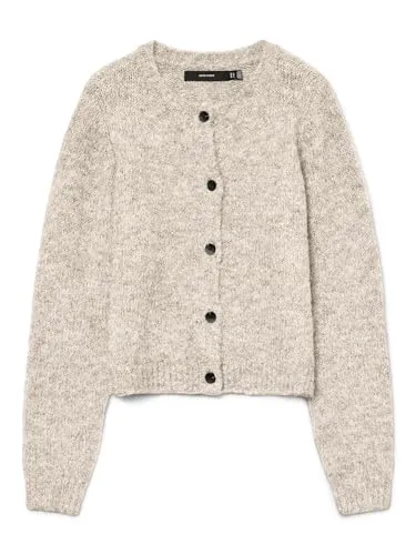 Vero Moda Strickjacke VMNOVAH LS O-NECK BUTTON CARDI GA NOOS - Modische Strickjacke in Beige, Regular Fit, aus elastischem und pflegeleichtem Material. Ideal für einen lässigen Look im Alltag.