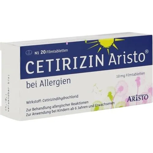 CETIRIZIN Aristo bei Allergien 10 mg Filmtabletten 20 St. PZN 09703269