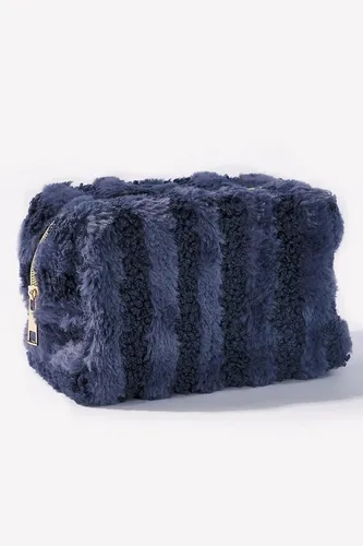 LK Trend & Style Make-Up Organizer gestreifte Teddy-Schminktasche, Kulturbeutel oder Kosmetiktasche vielseitige Verwendung