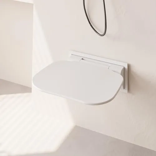 Bernkot Vergrößerter Duschsitz klappbar Wandmontage, Schwerlast 200kg Weiß Klappsitz Dusche, 40×40cm Duschhocker für Badezimmer, Duschstuhl klappbar für Badezimmer-Neuinstallation & Renovierung