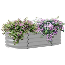 Outsunny Hochbeet 105cm x 62cm x 30cm - Silber - Pflanzenkästen & Spaliere, ideal für kleine Gärten oder Balkone mit extra tiefen Seitenwänden für gesundes Wachsen von Gemüse.