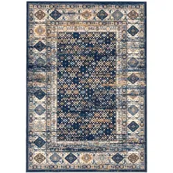 Pergamon Designer Teppich Blau, 80x150 cm, Vintage-Teppiche - Eleganter Designer Teppich in trendigen Vintage Mustern aus strapazierfähigem Polypropylen. Ideal für stilvolle Wohnräume und besonders pflegeleicht. Verleiht jedem Raum einen modernen Akzent.
