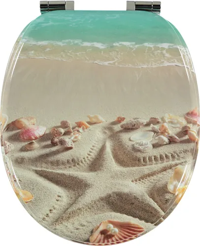 flexilife WC-Sitz Premium MDF mit Absenkautomatik - Gezeichneter Seestern - Hochwertiger Toilettensitz aus MDF mit stilvollem Design und praktischer Absenkautomatik für leisen und sanften Schließmechanismus.