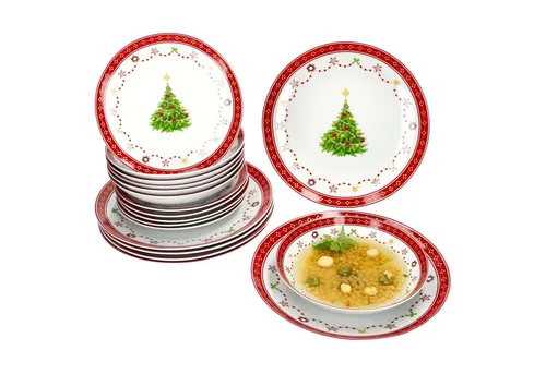 MamboCat Teller-Set 18tlg. Weihnachtstraum für 6 Personen - Festliches Porzellan-Teller-Set mit weihnachtlichem Design, spülmaschinen- und mikrowellengeeignet – perfekt für die festliche Tafel an Weihnachten.