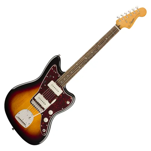 Squier Classic Vibe '60s Jazzmaster LRL 3-Color Sunburst - Gitarren, klassische Jazzmaster-Form mit Fender Designed Alnico Single-Coil Pickups für authentischen Sound und vintage Stil in 3-Color Sunburst Finish.