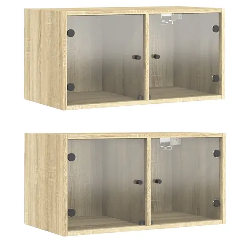vidaXL Wandschrank mit Glastür 2 STK.