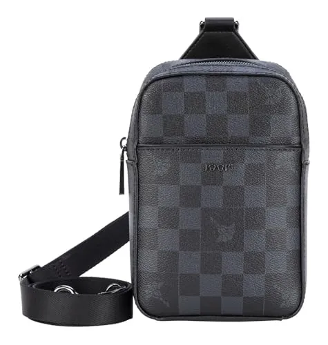 Joop Cortina Piazza Timo - Umhängetasche XS 20 cm (schwarz) - Elegante Joop Umhängetasche in Schwarz mit stilvollem Karomuster. Hochwertige Materialien, praktischer Reißverschluss und verstellbarer Schultergurt bieten Langlebigkeit und Komfort. Ideal für die Organisation Ihrer Essentials.