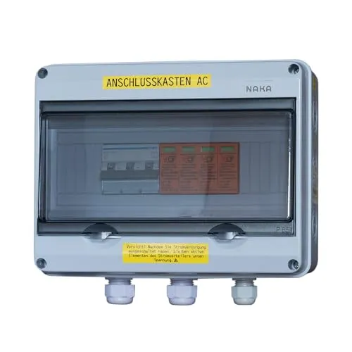 NAKA Solar Anschlusskasten AC Photovoltaik Solarmodul, Überspannungsschutz Blitzschutz für PV Anlage Solarmodule UV-beständig & Wasserdicht Weiß
