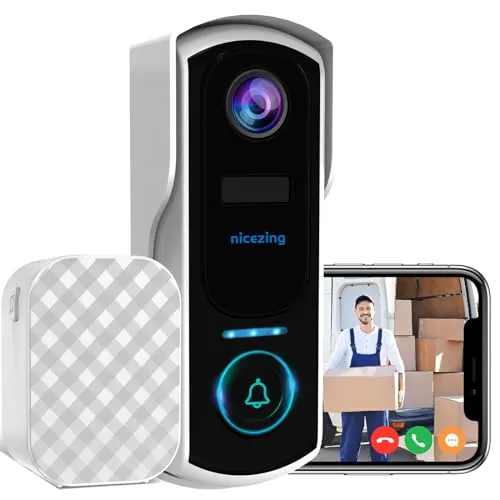 Türklingel mit Kamera 2K, Kabellose Video-Türklingel mit Gong - Video-Türklingel mit 2K HD-Video, PIR-Menschenerkennung und bis zu 4 Monate Akkulaufzeit. Einfache Installation und IP67 wasserdicht, ideal für jedes Wetter.