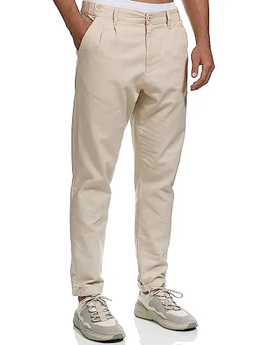 Indicode Herren Cunningham Stoffhose aus Baumwolle & Leinen | Herrenhose Freizeithose Männer Fog, XXL