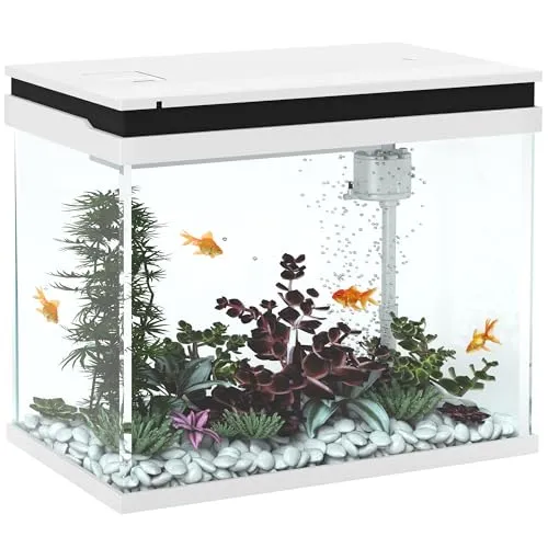 PawHut 41 Liter Aquarium mit Filtersystem und LED-Lichtern - Kompaktes 41 Liter Glas-Aquarium mit einfachem Reinigungssystem und dreifarbigen LED-Lichtern. Ideal für Einsteiger und verschiedene Fischarten, sorgt für eine optimale Sauerstoffversorgung.