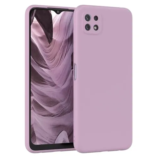 EAZY CASE - Silikonhülle für Galaxy A22 5G Hülle Silikon Case Violett weich stoßfeste Handyhülle Schutzhülle mit Kameraschutz Dünn Premium Schutz Cover TPU Phone Bumper in Pastell Flieder Matt