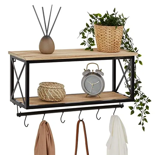 CARO-Möbel Garderobenhalter ARMANDO - Wandgarderobe mit 5 Kleiderhaken, stilvolles schwarz/braun, ideal für platzsparendes Aufhängen in Flur oder Diele.