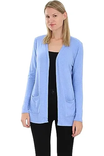 Malito - Damen Cardigan - Strickjacke mit Taschen - dünne Jacke - feiner Langarm Strickcardigan - Weste 2243 (hellblau, M)