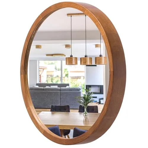 STOLARNIA PIKA Wandspiegel mit Holzrahmen (∅37 cm) in braun von STOLARNIA PIKA