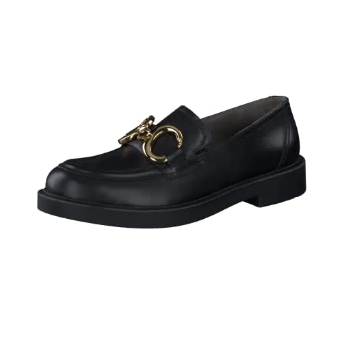 Paul Green Slipper - Eleganter Damen Loafer aus Glattleder in Schwarz - Größe 39 - Halbschuhe mit goldglänzendem Kettenelement und super weichem Fußbett für unvergleichlichen Komfort. Ideal für Büro und Freizeit, verbindet dieser Slipper elegantes Design mit lässigem Chic.